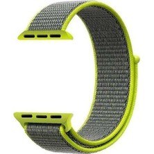  Apsuwa Apple Watch Nike Se 44MM Uyumlu Kordon Cırtcırt Kumaş Saat Kordonu 44/K03--KOYU Sarı