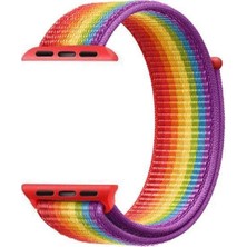  Apsuwa Apple Watch Nike Se 44MM Uyumlu Kordon Cırtcırt Kumaş Saat Kordonu 44/K03--KARIŞIK