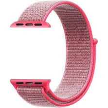  Apsuwa Apple Watch Nike Se 44MM Uyumlu Kordon Cırtcırt Kumaş Saat Kordonu 44/K03--PEMBE