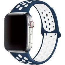  Apsuwa Apple Watch Nike Se 40MM Uyumlu Kordon Rex Antialerjik Spor Saat Kordonu 40/DISK02--MAVI-BEYAZ