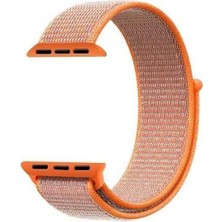  Apsuwa Apple Watch Nike Se 44MM Uyumlu Kordon Cırtcırt Kumaş Saat Kordonu 44/K03--TURUNCU