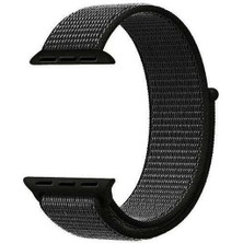 Apsuwa  Apsuwa Apple Watch Nike Se 44MM Uyumlu Kordon Cırtcırt Kumaş Saat Kordonu 44/K03--SIYAH