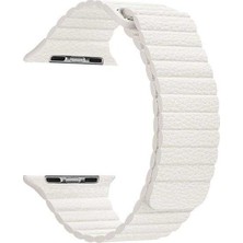  Apsuwa Apple Watch Se 44MM Uyumlu Kordon Loop Deri Mıknatıslı Saat Kordonu 44/K09--BEYAZ