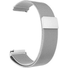 Apsuwa Haylou Smartt Watch 2 Uyumlu Kordon Lüx Metal Hasır Örgü Saat Kordonu 20/K12-GÜMÜŞ