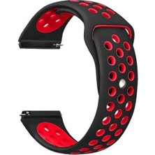  Apsuwa Huawei Watch Gt 2 Classic 46MM Uyumlu Kordon Delikli Çift Renk Saat Kordonu 22K02--SIYAH-KIRMIZI