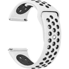  Apsuwa Huawei Watch Gt 2 Sport 46MM Uyumlu Kordon Delikli Çift Renk Saat Kordonu 22K02--BEYAZ-SIYAH