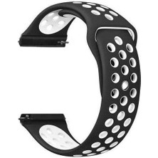  Apsuwa Samsung Galaxy Gear S3 46MM Uyumlu Kordon Delikli Çift Renk Saat Kordonu 22K02--SIYAH-BEYAZ