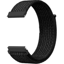 Apsuwa  Apsuwa Samsung Gear S2 Classic Uyumlu Kordon Cırtcırt Kumaş Saat Kordonu 20/K03-SIYAH
