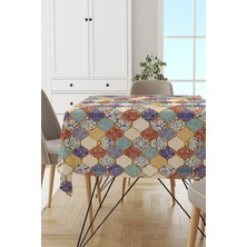 RugViva Leke Tutmayan Dokuma Elit Yıkanır Leke Tutmayan Kumaş Çini Desenli Masa Örtüsü MSO200