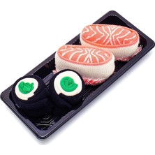 Too'b Sushi Nigiri Somon, Maki Salatalık Desenli  Unisex Renkli Çorap 2 Çift