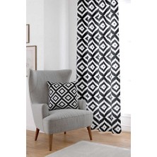 Cango Home Siyah Beyaz Geometrik Modern Dijital Baskılı Perde OTYK555-PR