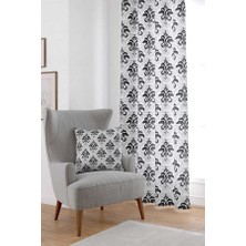 Cango Home Gri Damask Desenli Dijital Baskılı Perde CGH344-PR
