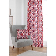 Cango Home Kırmızı Desenli Dijital Baskılı Perde CGH081-PR