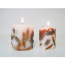 Missi El Yapımı Doğal Bitkili Turuncu-Kahve 2li Mum Seti