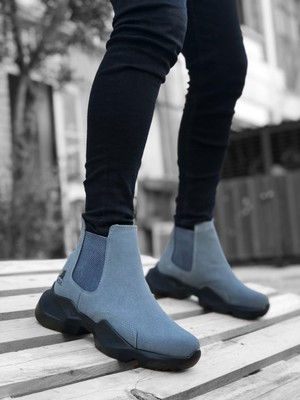 11boa BA0444 Bağcıksız Rahat Yüksek Taban Füme Erkek Spor Yarım Bilek Bot