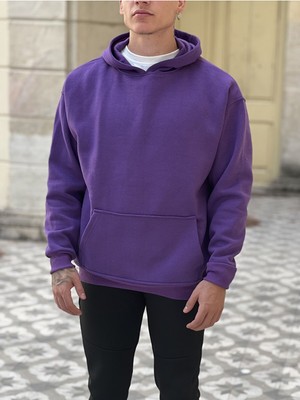 MEİLİFENG Oversize Kapişonlu 3 Iplik  Pamuk Sweatshirt