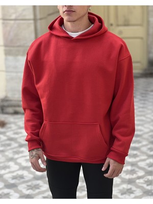 MEİLİFENG Oversize Kapişonlu 3 Iplik  Pamuk Sweatshirt