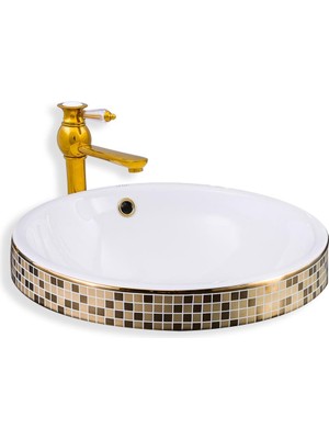 Lena Tezgah Üstü Lavabo Rose&Beyaz E-8301