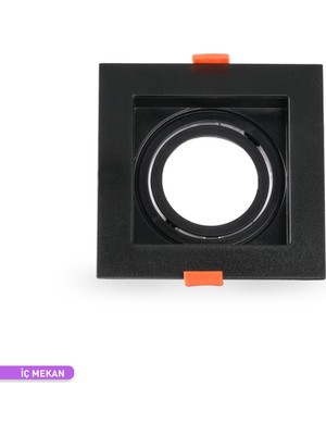 Ack Modüler Sistemli Spot Armatür Kasası Siyah Kare 102MM