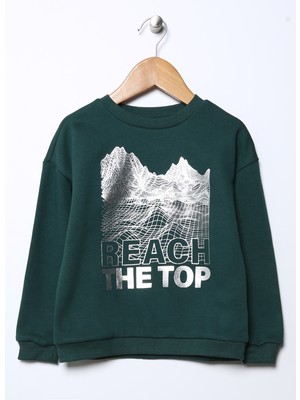 Limon Baskılı Erkek Çocuk Haki Sweatshirt Reach Boy