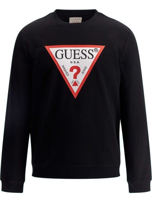 Guess Bisiklet Yaka Siyah Erkek Sweatshirt M2YQ37K6ZS1JBLKAUDLEY Cn Fleece