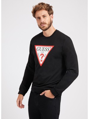 Guess Bisiklet Yaka Siyah Erkek Sweatshirt M2YQ37K6ZS1JBLKAUDLEY Cn Fleece