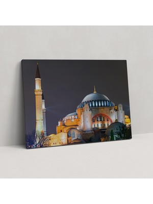 Haydi Dekor Akşam Vakti  Işıklandırılmış Ayasofya Kanvas Tablo
