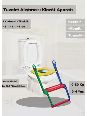 Jet's Home Tuvalet Alıştırıcı Renkli Çocuklar İçin Basamaklı WC Yardımcısı Hijyenik ve Taşınabilir