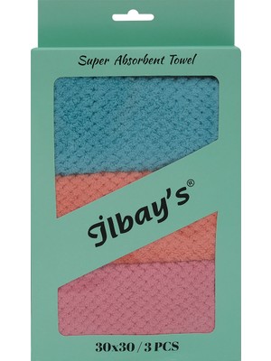 İlbay's Waffle Temizlik Bezi Microfiber Kumaş 30 x 30 cm Yüksek Emicilik Özelliği ile 3'lü Set