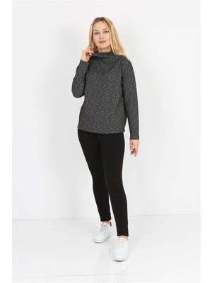 Banada Moda Desenli Uzun Kollu Dik Yaka Sweatshirt