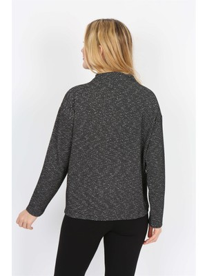 Banada Moda Desenli Uzun Kollu Dik Yaka Sweatshirt