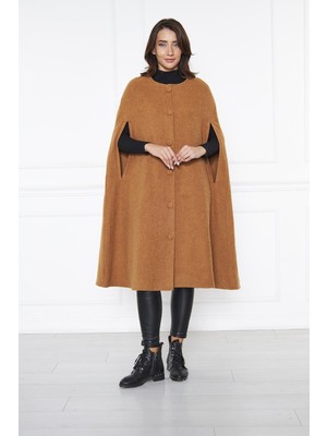 Comstarmoda Kadın Kaşe Pelerin Panço