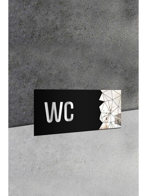 Ahwall Dekoratif Aynalı Kapı Numarası Pleksi Wc Tabelası, Gold