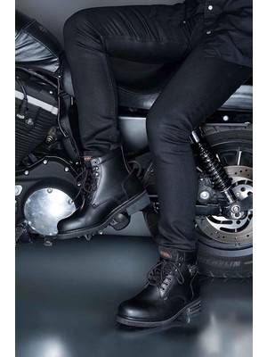 Harley Davidson Gibson Siyah Yağlı Deri Erkek Bot Postal Ayakkabı V5