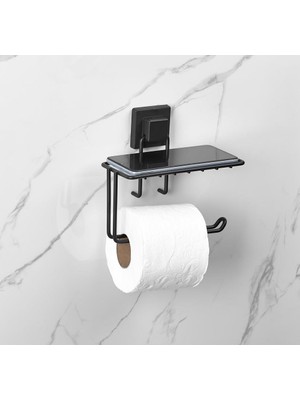 Orsa Home 908  Kare Yapışkanlı Telefonluklu Raf Siyah