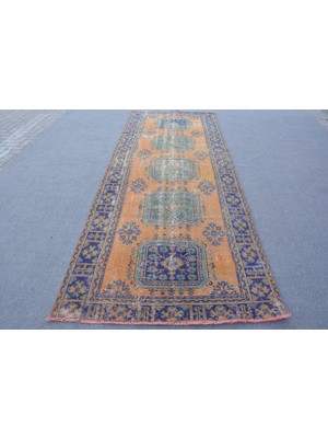 Kayra Export Türk Halısı, Eskitme Halı, Halı, 131X340 cm Turuncu Halı, Ofice Merdiven Halı, Anadolusı Mutfak Halı