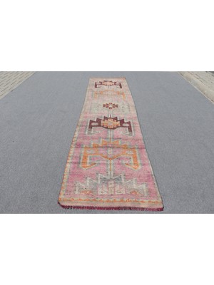 Kayra Export Türk Halısı, Eskitme Halı, Halı, 93X364 cm Mor Halı, Kabilesı Mutfak Halı, El Yapımı Mutfak Halı,  9