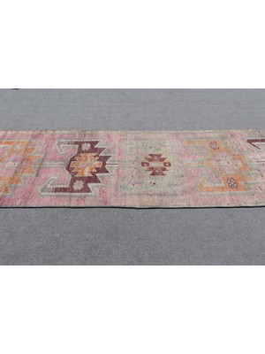 Kayra Export Türk Halısı, Eskitme Halı, Halı, 93X364 cm Mor Halı, Kabilesı Mutfak Halı, El Yapımı Mutfak Halı,  9