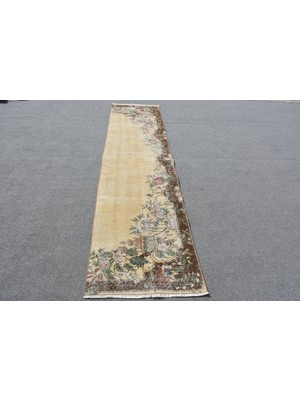 Kayra Export Türk Halısı, Eskitme Halı, Halı, 72X300 cm Bej Halı, El Dokuma Merdiven Halı, Anadolusı Mutfak Halı,