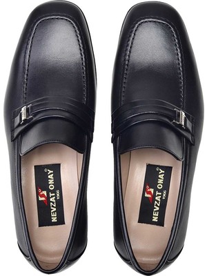 Nevzat Onay Siyah Loafer Tokalı Erkek Ayakkabı -7039-