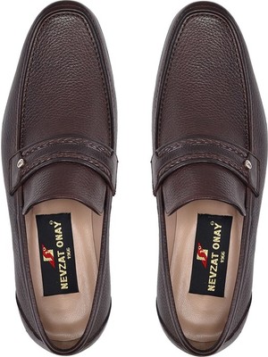 Nevzat Onay Kahverengi Klasik Loafer Kösele Erkek Ayakkabı -7005-