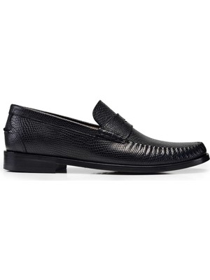 Nevzat Onay Siyah Klasik Loafer Kösele Erkek Ayakkabı -10345-