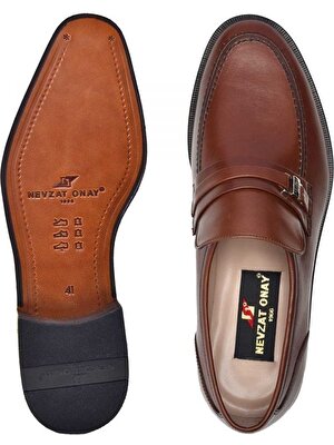 Nevzat Onay Kahverengi Klasik Loafer Kösele Erkek Ayakkabı -10911-