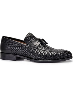 Nevzat Onay Siyah Klasik Loafer Kösele Erkek Ayakkabı -8909-