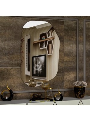 Cg Home Asimetrik Dekoratif Ayna 83*53 Konsol, Dresuar ve Tuvalet Aynası.