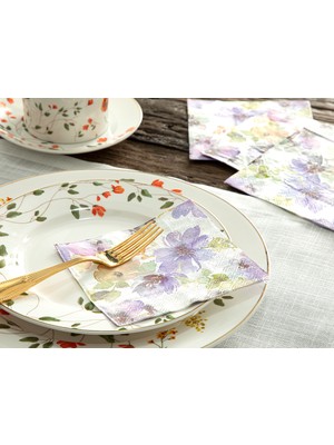 English Home Plantes Vivaces Kağıt 20'li Kağıt Peçete 25 x 25 cm Lila