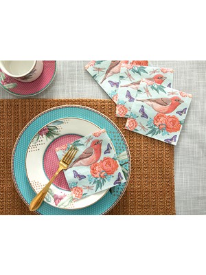 English Home Jeweled Birds Kağıt 20'li Kağıt Peçete 25 x 25 cm Mavi