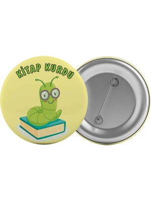 Satürn Kitap Kurdu Çanta Rozeti 20 Adet En Büyük Boy 5.8cm Iğneli Broş