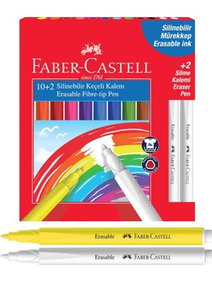 Faber-Castell 10+2 Renk Silinebilir Keçeli Kalem Faber Keçeli Boya Kalemi 1 Paket