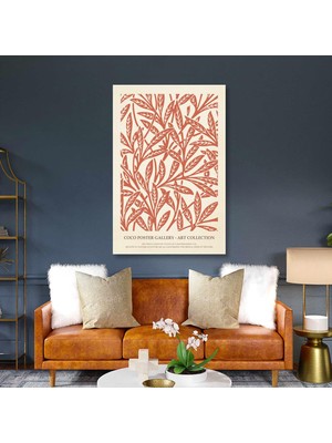 SML Tablo Yeşil Sarmaşık Yapraklı Baskı Boho Stil Turuncu Coco Poster Gallery Kanvas Tablo